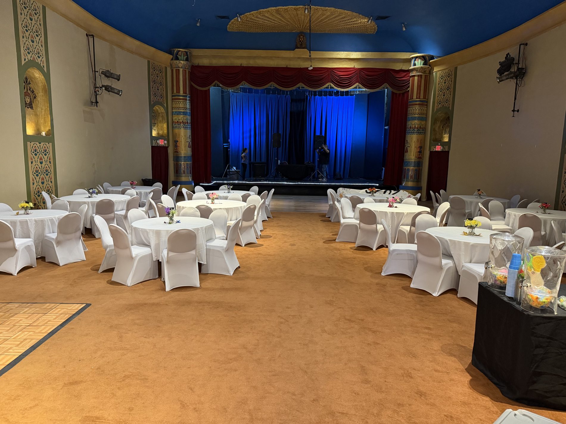 The main hall set for a private event